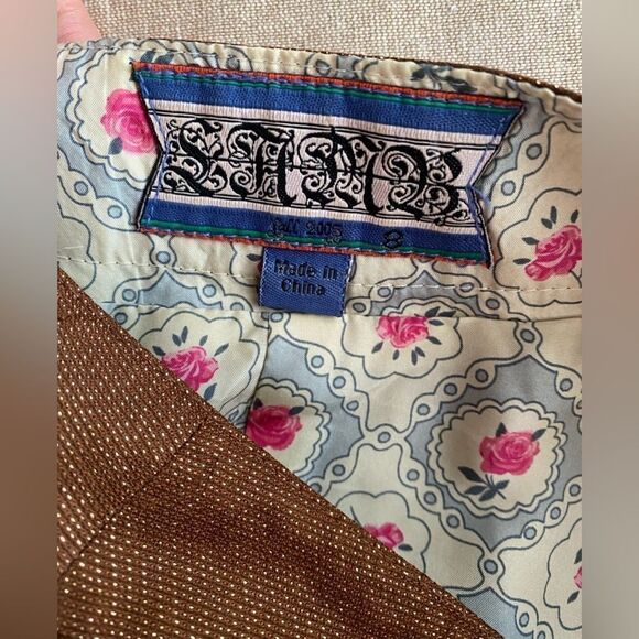 L.A.M.B. Skirt Women Sz  8  copper draped Bow Shimmer Gold Cotton Blend Straight - Picture 15 of 15